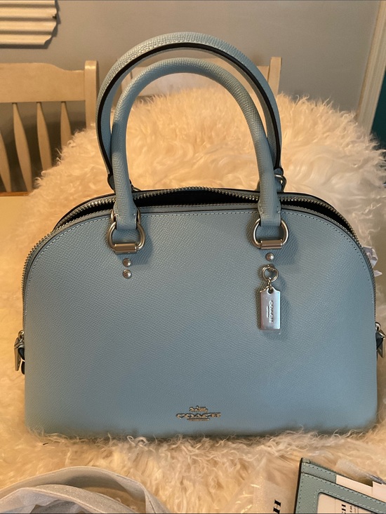 Coach Handbags - New Coach Katy Satchel Double Zip & Matching Card Case Waterfall Blue NWT